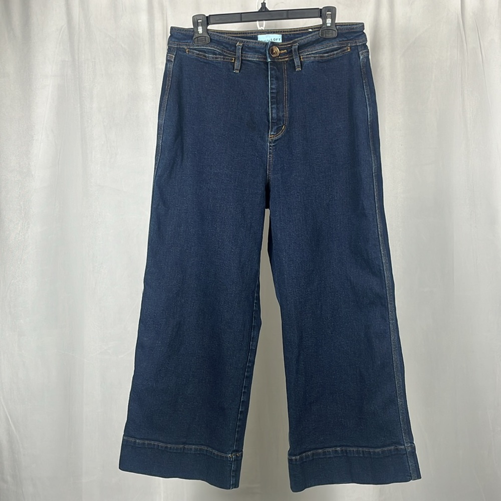 LOFT Curvy High Waist Wide Leg Cropped Jean